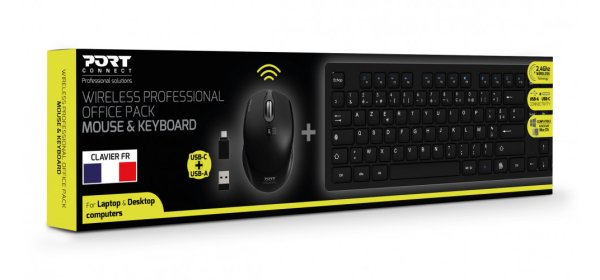 Port Designs 900906-FR keyboard Mouse included Office RF Wireless AZERTY French Black