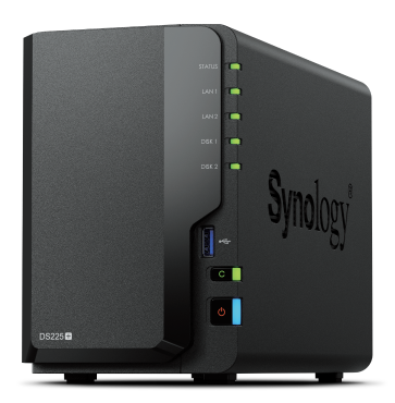 Synology DS225+ 2 Bay NAS Desktop Intel® Celeron® J4125 2 GB DDR4 Synology DSM Black