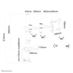 Neomounts FPMA-D1330SILVER Monitor arm 10-30"