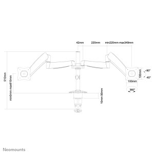 Neomounts FPMA-D950D Monitor arm 10-27" - gas spring