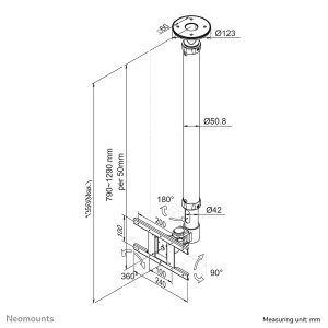Neomounts FPMA-C100WHITE Monitor/TV mount ceiling 10-30" - h 79-129 cm