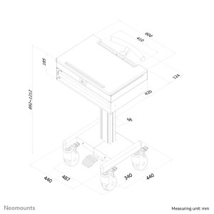 Neomounts MED-M100 Medical mobile workstation -17" - gas spring - lockable