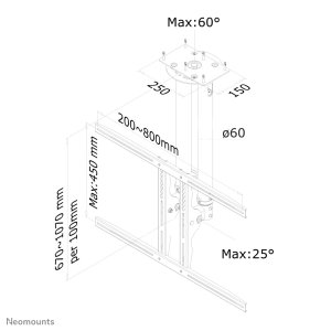 Neomounts PLASMA-C100 Monitor/TV mount ceiling 37-75" - h 67-107 cm