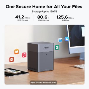 Ugreen DH4300 Plus NAS Mini Tower 8 GB LPPDDR4X UGOS Pro Grey