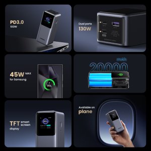 Ugreen 20000mAh 130W Fast Charging Powerbank Lithium Grey