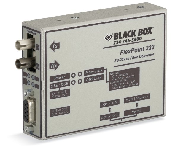 Black Box Flexpoint Async RS232 network media converter 0.1152 Mbit/s 1310 nm Grey