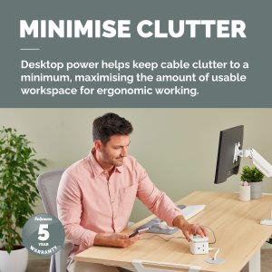 Fellowes Power Cube with 3 Power Socket Extension USB-A & USB-C Ports White