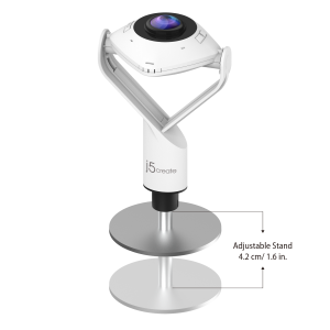 j5create JVCU360 360° All Around Webcam, 1080p Video Capture Resolution, White and Black