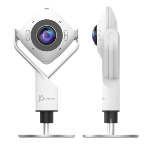 j5create JVCU360 360° All Around Webcam, 1080p Video Capture Resolution, White and Black