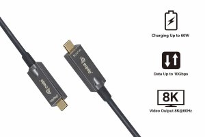 Equip USB-C to C Active Optical Cable, 7.5m, PD 60W, 8K/60Hz, 10Gbps, Video + Data + PD