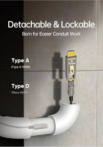 Equip HDMI 2.1 Detachable Type D + A Active Optical Cable, 30m, 8K/60Hz