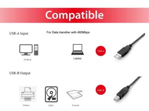 Equip USB 2.0 Type A to Type B Cable, 2.0m, Black