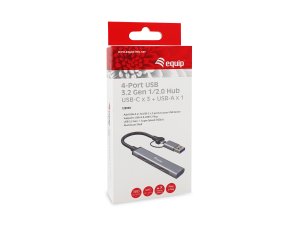 Equip 4-Port USB 3.2 Gen 1/2.0 Hub, USB-C x 3 + USB-A x 1
