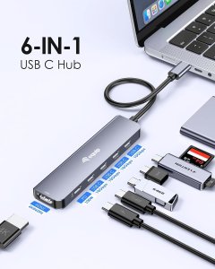 Equip USB-C 6 in 1 Multifunctional Adapter, HDMI 4K/60Hz, USB-C Gen2 x 4 (10Gbps), 100W USB PD