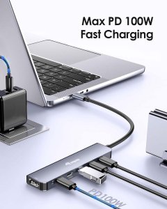 Equip USB-C 6 in 1 Multifunctional Adapter, HDMI 4K/60Hz, USB-C Gen2 x 4 (10Gbps), 100W USB PD