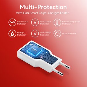 Equip 2-Port 30W GaN Slim USB PD Charger, USB-C x1, USB-A x1