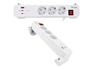 Equip 3-Outlet Clamp Power Strip with 3 x USB (2C + 1A)