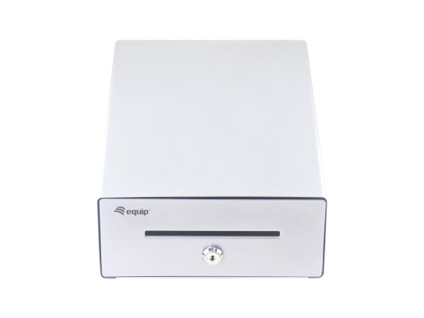 Equip Cash Register Drawer for Point of Sale (POS) System, 4 Bill/4 Coin Compartments, Removable Coin Slots, RJ11 connector, Aluminum