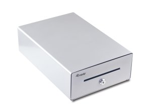 Equip Cash Register Drawer for Point of Sale (POS) System, 4 Bill/4 Coin Compartments, Removable Coin Slots, RJ11 connector, Aluminum