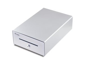 Equip Cash Register Drawer for Point of Sale (POS) System, 4 Bill/4 Coin Compartments, Removable Coin Slots, RJ11 connector, Aluminum