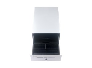Equip Cash Register Drawer for Point of Sale (POS) System, 4 Bill/4 Coin Compartments, Removable Coin Slots, RJ11 connector, Aluminum