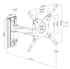 Equip 13"-42” Articulating TV Wall Mount Bracket, Profile range 242mm