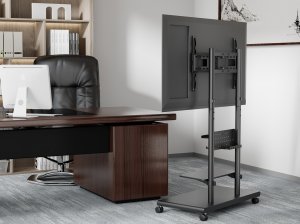 Equip 50"-90" Mobile TV Trolley with Pegboard Shelf