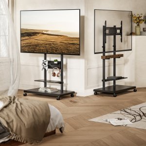 Equip 50"-90" Mobile TV Trolley with Pegboard Shelf