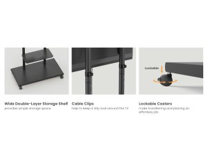 Equip 50"-90" Mobile TV Trolley with Pegboard Shelf