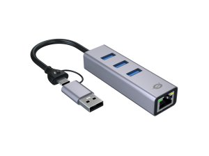 Conceptronic ABBY25G USB-C to Gigabit Network Adapter with 3-Port USB Hub