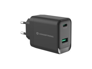 Conceptronic ALTHEA20B45 2-Port 45W GaN USB PD Charger, USB-C x 1, USB-A x 1, QC 3.0, PPS, PD 3.0
