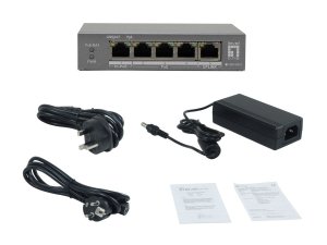 LevelOne 5-Port Gigabit PoE Switch, 802.3af/at/bt PoE, 4 PoE Outputs, 60W Power Budget, Long-Range PoE with Watchdog