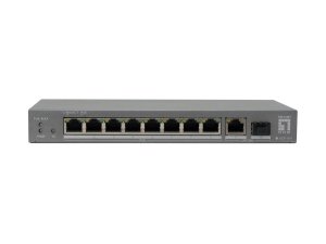 LevelOne 10-Port Gigabit PoE Switch, 802.3af/at PoE, 8 PoE Outputs, 120W Power Budget, 1 x Gigabit SFP, 1 x Gigabit RJ45 Uplink