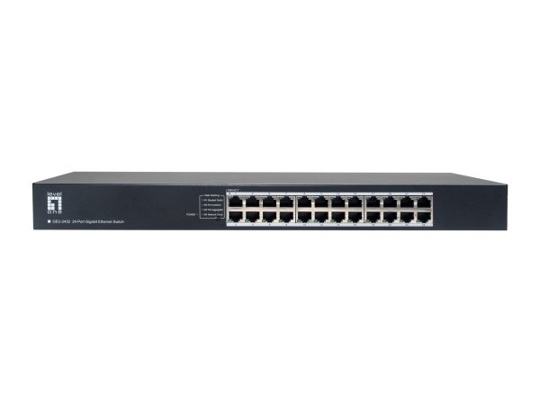 LevelOne GEU-2432 24-Port Gigabit Ethernet Switch, 4-Mode DIP Button, 19" Rackmount Unmanaged Switch