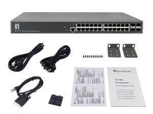 LevelOne TURING 28-Port L3 Lite Managed Gigabit Switch, 24 x 1G RJ45, 4 x 1G/10G SFP+ Uplinks