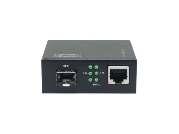LevelOne Smart Gigabit RJ45-SFP Media Converter, Compatible with 19-inch rack-mountable chassis