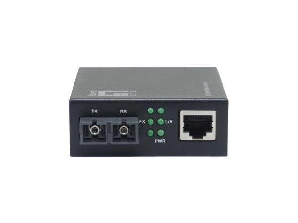 LevelOne Smart Gigabit RJ45-SC Media Converter, Single-Mode Fiber, 1310nm, 20km, Compatible with 19-inch rack-mountable chassis