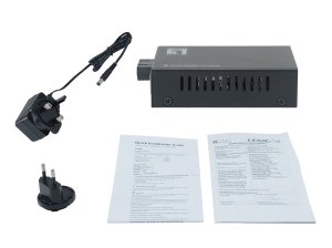 LevelOne Smart Gigabit RJ45-SC Media Converter, Single-Mode Fiber, 1310nm, 20km, Compatible with 19-inch rack-mountable chassis