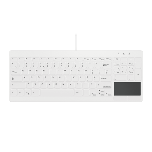 Contour Design Active Key Contour QuickClean Medical Keyboard IP68 Touchpad Compact Wired White UK C7412