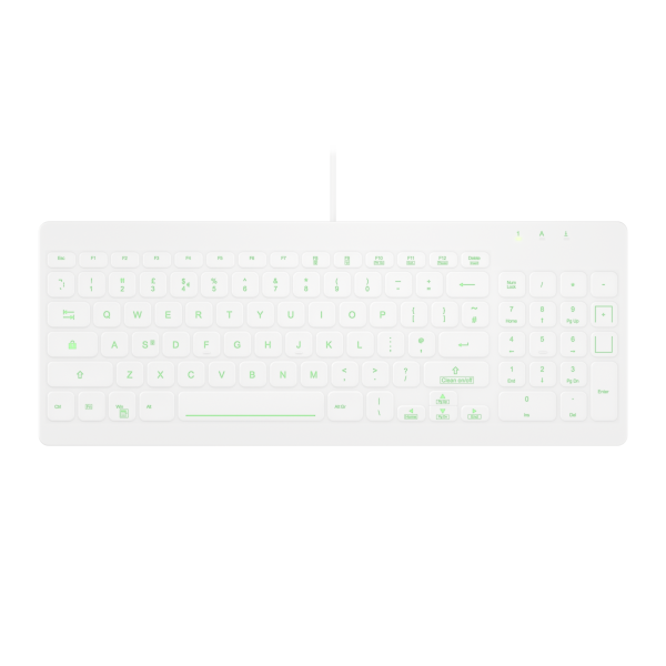 Contour Design Active Key Contour QuickClean Medical Keyboard IP68 Backlit Compact Wired White UK CB7012