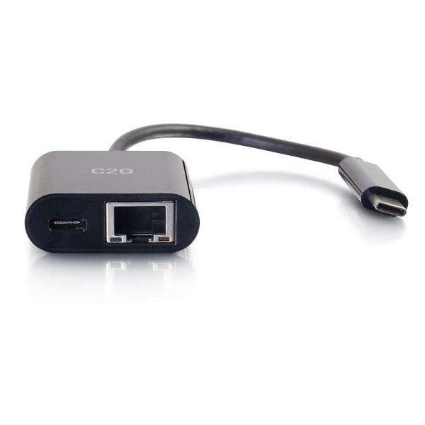 C2G USB-C to Ethernet Adapter with Power Delivery - Black