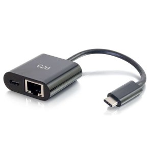 C2G USB-C to Ethernet Adapter with Power Delivery - Black