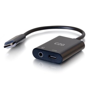 C2G USB-C® to AUX Multiport Adapter (3.5mm) with Power Delivery up to 100W