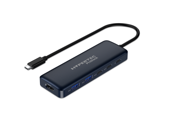 Hypertec ProDock - 6-in-1 USB-C Portable Hub. Included 1 x HDMI 2 x USB-A 3.0 and 3 x USB TYPE-C. 85w power passthrough