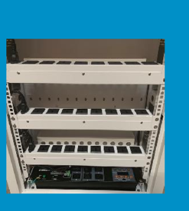 T36V - 36 bay storage & charging trolley for devices from 7"-16" screen sizes. Finished in a silver/white combination (Vertical storage)