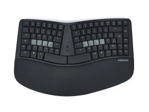 Kinesis Ergonomic mWave Quiet/Linear for PC/Windows Bluetooth Mechanical Keyboard for PC - UK Layout - Black. The mWave is a negative tilt fixed split tented design with integrated palm support. Supports simultaneous connection to 3 devices backlighting a