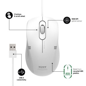Port Designs PORT Connect Pro Lite mouse Office Ambidextrous USB Type-A Optical 1000 DPI