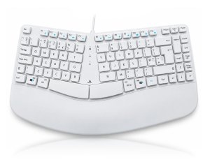 Accuratus Contour White - USB Type A/C Sculptured Ergonomic Split Key Multimedia Keyboard with Reverse Tilt PC & Mac