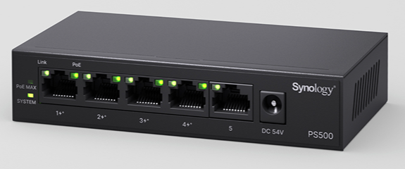 Synology PS500 network switch Unmanaged L2 Gigabit Ethernet (10/100/1000) Power over Ethernet (PoE) Desktop Black