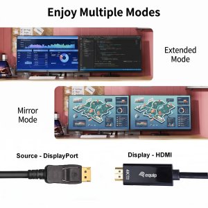 Equip DisplayPort 1.2 to HDMI Adapter Cable, 4K 60Hz, 5m